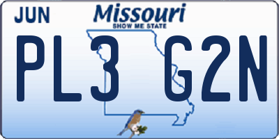 MO license plate PL3G2N