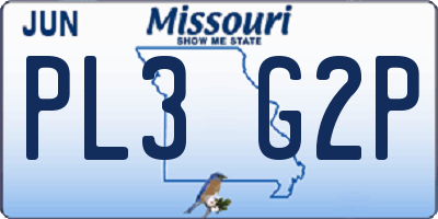 MO license plate PL3G2P