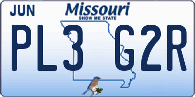 MO license plate PL3G2R