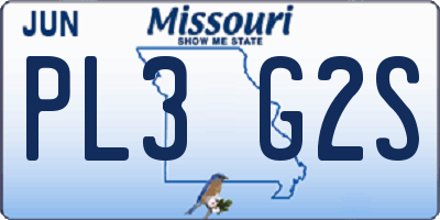 MO license plate PL3G2S