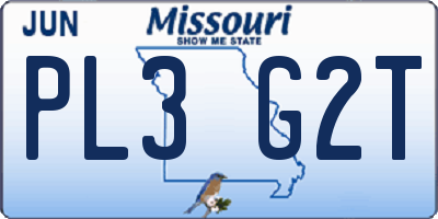 MO license plate PL3G2T