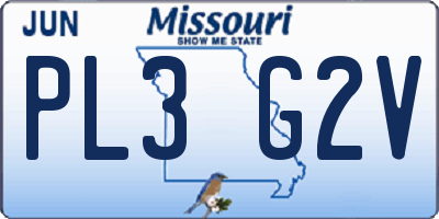 MO license plate PL3G2V