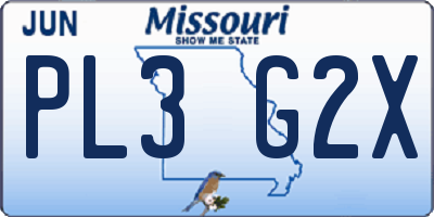 MO license plate PL3G2X