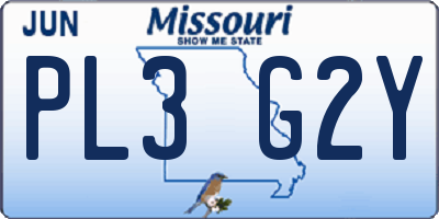 MO license plate PL3G2Y