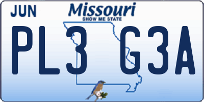 MO license plate PL3G3A