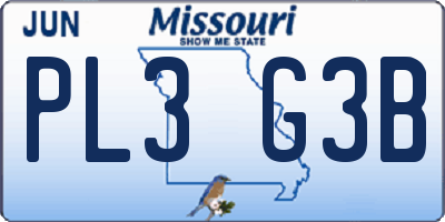 MO license plate PL3G3B