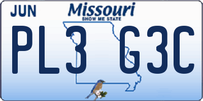 MO license plate PL3G3C