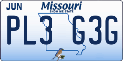 MO license plate PL3G3G