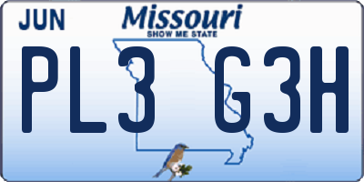 MO license plate PL3G3H