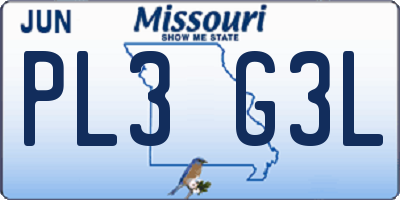 MO license plate PL3G3L