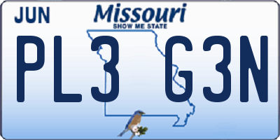 MO license plate PL3G3N