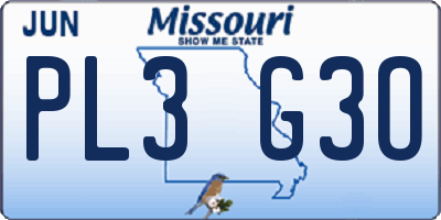 MO license plate PL3G3O