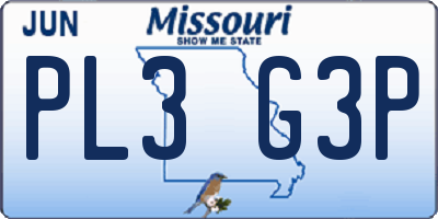 MO license plate PL3G3P