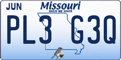 MO license plate PL3G3Q