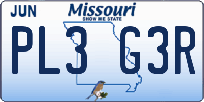 MO license plate PL3G3R