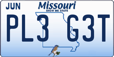 MO license plate PL3G3T