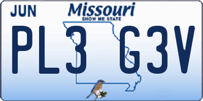 MO license plate PL3G3V