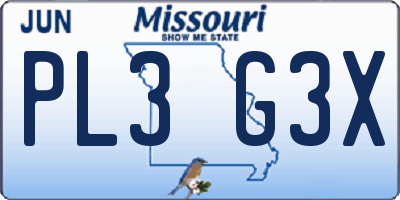MO license plate PL3G3X