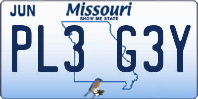 MO license plate PL3G3Y