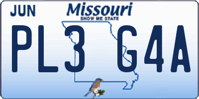 MO license plate PL3G4A