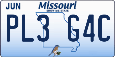 MO license plate PL3G4C