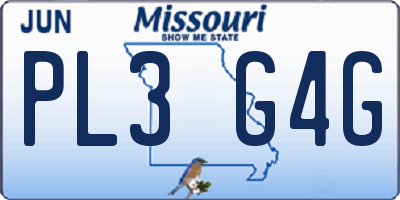 MO license plate PL3G4G