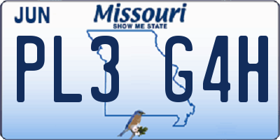 MO license plate PL3G4H