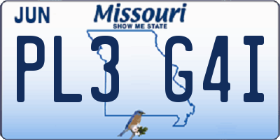 MO license plate PL3G4I