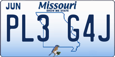 MO license plate PL3G4J