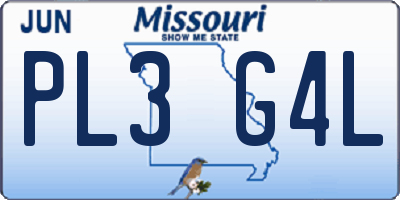 MO license plate PL3G4L