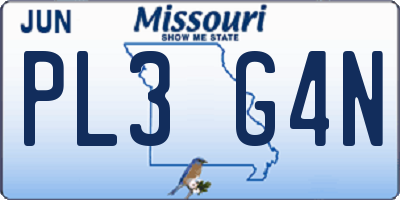 MO license plate PL3G4N