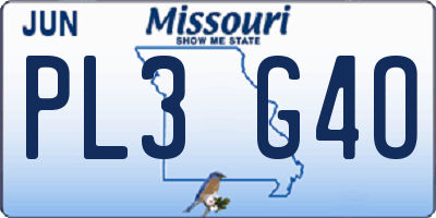MO license plate PL3G4O