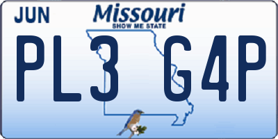 MO license plate PL3G4P