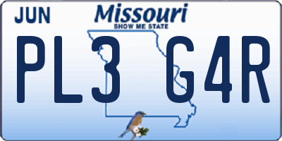 MO license plate PL3G4R