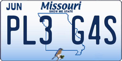 MO license plate PL3G4S