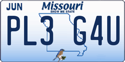 MO license plate PL3G4U