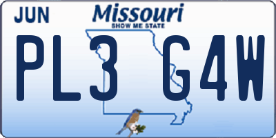 MO license plate PL3G4W