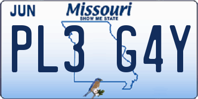 MO license plate PL3G4Y