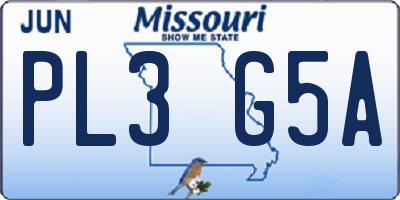 MO license plate PL3G5A