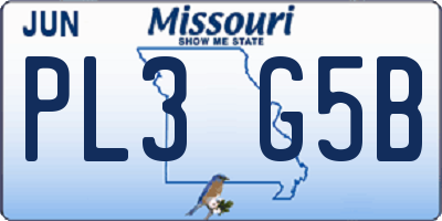 MO license plate PL3G5B