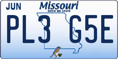 MO license plate PL3G5E