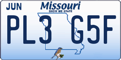 MO license plate PL3G5F