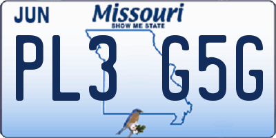 MO license plate PL3G5G