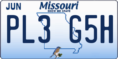 MO license plate PL3G5H
