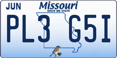 MO license plate PL3G5I