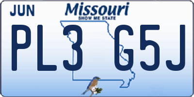 MO license plate PL3G5J