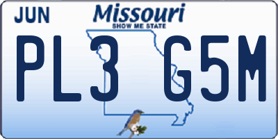 MO license plate PL3G5M