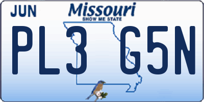 MO license plate PL3G5N