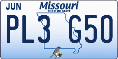 MO license plate PL3G5O