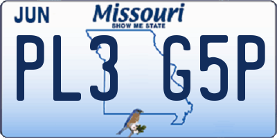 MO license plate PL3G5P
